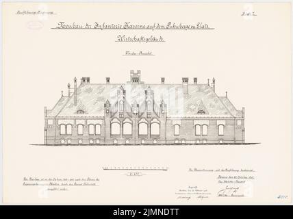 Unbekannter Architekt, Infanteriekaserne auf der Puhnberge in Glatz. Bauerngebäude (1902-1906): Riss Vorderansicht 1: 100. Lithographie, 51,3 x 73,2 cm (einschließlich Scankanten) Stockfoto