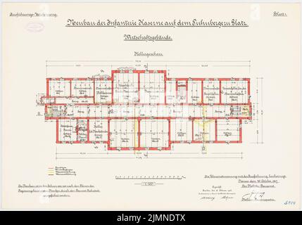 Unbekannter Architekt, Infanteriekaserne auf der Puhnberge in Glatz. Hofgebäude (1902-1906): Grundriss Keller 1: 100. Lithographie, 51,1 x 73 cm (einschließlich Scankanten) Stockfoto