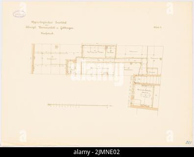 Unbekannter Architekt, 1. Physiologisches Institut der Universität Göttingen (ohne Dat.): Grundriss Dachgeschoss 1: 100. Lithographie, 52 x 68,6 cm (einschließlich Scankanten) Stockfoto