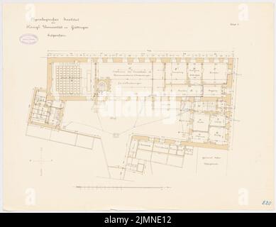 Unbekannter Architekt, 1. Physiologisches Institut der Universität Göttingen (ohne Dat.): Grundriss Erdboden 1: 100. Lithographie, 52,5 x 68,1 cm (einschließlich Scankanten) Stockfoto