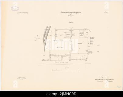 Unbekannter Architekt, Amtsgericht Bütow (07,1890): Lageplan 1: 200. Lithographie farbig, 51 x 68,8 cm (einschließlich Scankanten) Stockfoto