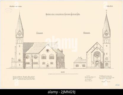 Dihm Ludwig (1849-1928), Evangelische Garnisonskirche in Celle (1901-1902): Obere Südansicht, Westansicht 1: 100. Lithographie, 52,3 x 72,2 cm (einschließlich Scankanten) Stockfoto