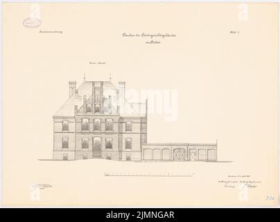 Unbekannter Architekt, Amtsgericht Bütow (07,1890): Vorderansicht 1: 100. Lithographie, 51,1 x 68,8 cm (einschließlich Scankanten) Stockfoto