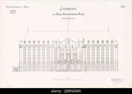 Unbekannter Architekt, Eisenbahndirektion in Danzig (12,1914): Ansicht 1: 100. Lithographie, 65,6 x 98,5 cm (einschließlich Scankanten) Stockfoto