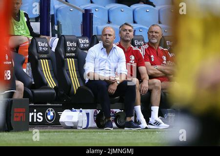 ARNHEM - Coach Arne Slot of Feyenoord während des niederländischen Eredivisie-Spiels zwischen Vitesse und Feyenoord beim Gelredome am 7. August 2022 in Arnhem, Niederlande. ANP JEROEN PUTMANS Stockfoto