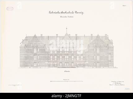 Eggert Hermann (1844-1920), Chemisches Institut der Technischen Universität Danzig (10,1906): Südansicht 1: 100. Lithographie, 60,7 x 86,9 cm (einschließlich Scankanten) Stockfoto