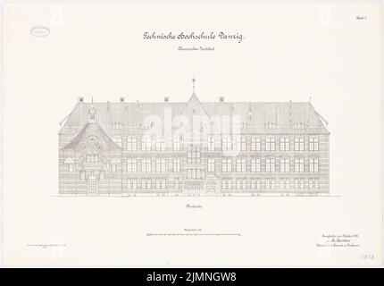 Eggert Hermann (1844-1920), Chemisches Institut der Technischen Universität Danzig (10,1906): Nordansicht 1: 100. Lithographie, 60,9 x 87,3 cm (einschließlich Scankanten) Stockfoto