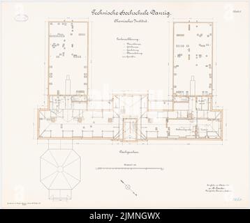 Eggert Hermann (1844-1920), Chemisches Institut der Technischen Universität Danzig (10,1906): Lageplan DG 1: 100. Lithographie farbig, 69,2 x 82,6 cm (einschließlich Scankanten) Stockfoto