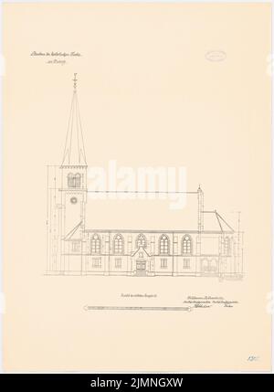 Unbekannter Architekt, katholische Kirche in Diedorf (11,1897): Südansicht 1: 100. Lithographie, 79,1 x 58,1 cm (einschließlich Scankanten) Stockfoto