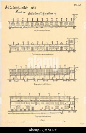 Plüddemann Richard (1846-1910), Schlachthof und Viehmarkt, Breslau. Schlachthalle für Schweine (1894-1896): Längsschnitte 1: 100. Lithographie auf Karton, 101 x 68,9 cm (inklusive Scankanten) Stockfoto