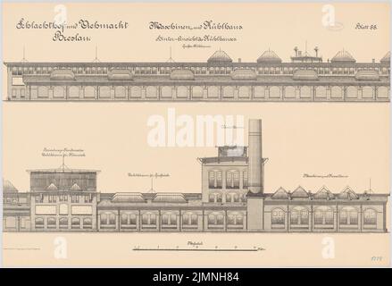 Plüddemann Richard (1846-1910), Schlachthof und Viehmarkt, Breslau. Maschine und Kühlhaus (1894-1896): Rückansicht 1: 100. Lithographie auf der Schachtel, 69 x 101 cm (inklusive Scankanten) Stockfoto