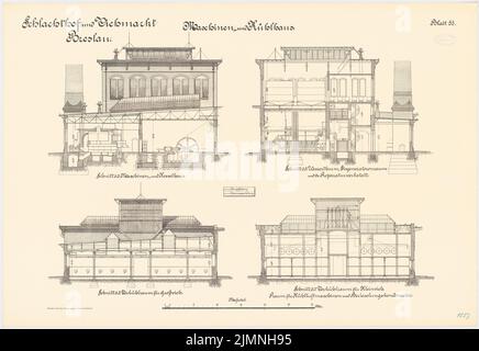 Plüddemann Richard (1846-1910), Schlachthof und Viehmarkt, Breslau. Maschine und Kühlhaus (1894-1896): Querschnitte 1: 100. Lithographie auf Karton, 69,3 x 100,9 cm (inklusive Scankanten) Stockfoto