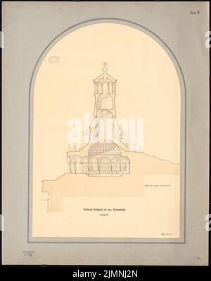 Eggert Hermann (1844-1920), Nationaldenkmal am Niederwald (1872): Cut. Tusche-Aquarell auf der Schachtel, 110,9 x 87,8 cm (einschließlich Scankanten) Stockfoto