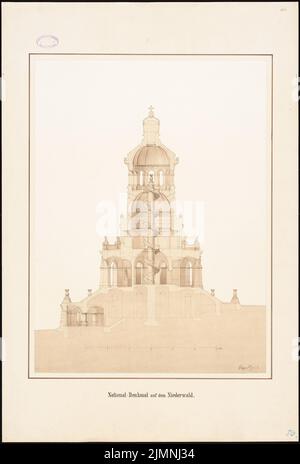 Eggert Hermann (1844-1920), Nationaldenkmal am Niederwald (05,1873): Cut. Tusche-Aquarell auf der Schachtel, 92,5 x 62,5 cm (einschließlich Scankanten) Stockfoto