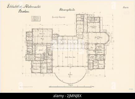 Plüddemann Richard (1846-1910), Schlachthof und Viehmarkt, Breslau. Börsenbauen (1894-1896): Grundriß Erdgeschoss 1: 100. Lithographie auf der Schachtel, 69,4 x 100,8 cm (einschließlich Scankanten) Stockfoto