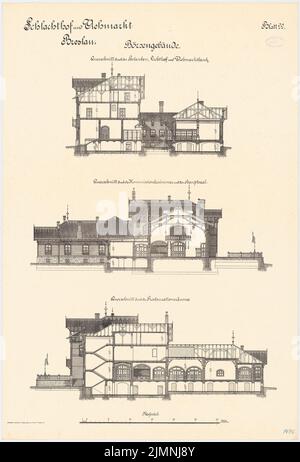 Plüddemann Richard (1846-1910), Schlachthof und Viehmarkt, Breslau. Börsen-Gebäude (1894-1896): Querschnitte 1: 100. Lithographie auf Karton, 101,5 x 68,9 cm (inklusive Scankanten) Stockfoto