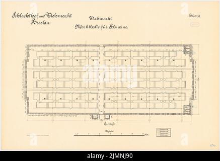 Plüddemann Richard (1846-1910), Schlachthof und Viehmarkt, Breslau. Markthalle für Schweine (1894-1896): Grundriß 1: 100. Lithographie auf Karton, 69,2 x 100,8 cm (inklusive Scankanten) Stockfoto