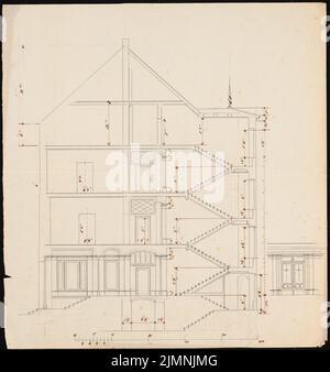 Knoblauch Eduard (1801-1865), dreistöckiges Schloss im klassizistischen Stil (ohne Datum): Cut. Tinte, 55,6 x 52,5 cm (einschließlich Scankanten) Stockfoto