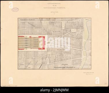 Eggert Hermann (1844-1920), Hauptbahnhof in Frankfurt am Main. Empfangsgebäude (11,1880): Abteilung 1: 2500. Tinte, farbig, Aquarell auf Karton, 55,1 x 69,4 cm (inklusive Scankanten) Stockfoto