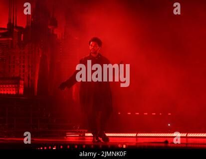 MIAMI GARDENS, FL - 06. AUGUST: The Weeknd tritt während der After Hours Til Dawn Global Stadium Tour am 6. August 2022 im Hard Rock Stadium in Miami Gardens, Florida, auf. Kredit: mpi04/MediaPunch Stockfoto
