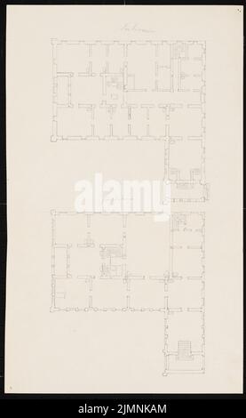 Knoblauch Eduard (1801-1865), Herrenhaus in Lauchstädt (ca. 1848): Grundriß Keller und Erdgeschoss. Tinte, 35,3 x 21,8 cm (einschließlich Scankanten) Stockfoto