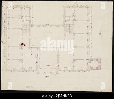 Knoblauch Eduard (1801-1865), Herrenhaus in Lauchstädt (ca. 1840): Grundriß Erdgeschoss. Tusche Aquarell, 36,6 x 45 cm (einschließlich Scankanten) Stockfoto