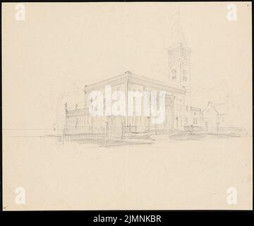 Knoblauch Eduard (1801-1865), Herrenhaus in Lauchstädt (ca. 1848): Perspektivische Entwurfszeichnung. Bleistift, 36 x 43,2 cm (einschließlich Scankanten) Stockfoto