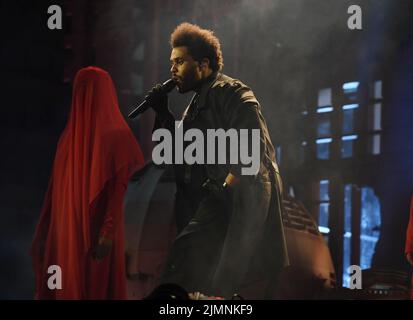 MIAMI GARDENS, FL - 06. AUGUST: The Weeknd tritt während der After Hours Til Dawn Global Stadium Tour am 6. August 2022 im Hard Rock Stadium in Miami Gardens, Florida, auf. Kredit: mpi04/MediaPunch Stockfoto