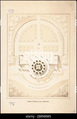 Eggert Hermann (1844-1920), Nationaldenkmal am Niederwald (1873): Je nach Plan mit Grundriß. Tusche-Aquarell auf der Schachtel, 92,4 x 62,5 cm (einschließlich Scankanten) Stockfoto