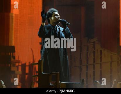 MIAMI GARDENS, FL - 06. AUGUST: The Weeknd tritt während der After Hours Til Dawn Global Stadium Tour am 6. August 2022 im Hard Rock Stadium in Miami Gardens, Florida, auf. Kredit: mpi04/MediaPunch Stockfoto