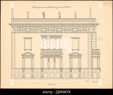 Sauce Eugen de la, Wohnhaus für einen Arzt (1906-1907): Blick auf die Gartenfassade. Tinte auf Karton, 69,6 x 88,8 cm (inklusive Scan-Kanten) Sauce Eugen de la : Wohnhaus für einen Arzt Stockfoto