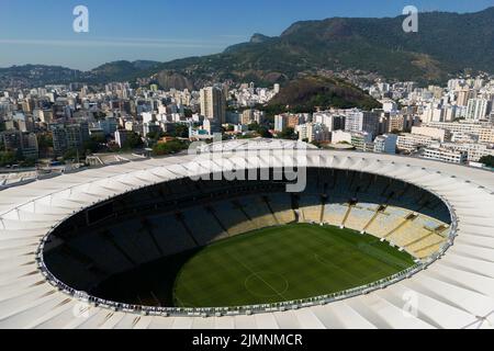 Rio de Janeiro, Brasilien - 4. August 2022: Luftaufnahme des weltberühmten Maracanã-Stadions. Stockfoto