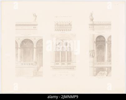 Lange Ludwig (1808-1868), Fürstenhaus der Wittelsbacher in München. (Aus: L. lange, Werke höherer Architektur, 1846/1847) (1846): Details der Fassade. Druck auf Papier, 49 x 66,1 cm (inklusive Scankanten) lange Ludwig (1808-1868): Werke der höheren Baukunst, Darmstadt 1846/47. Fürstenwohnhaus für die Wittelsbacher, München Stockfoto