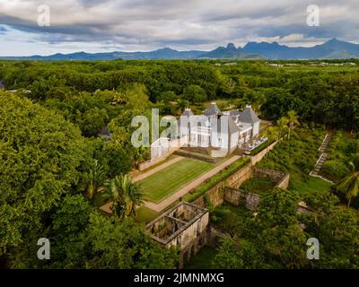 Mauritius April 2022, Chateau Mon Desir Mauritius von oben mit Drohne Stockfoto