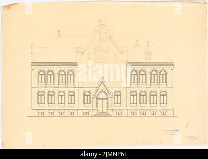 Lehmübner Paul (1855-1916), Gesundheit und Siechenhaus in Brüssow. (?) (1899): Ansicht, unvollendete Zeichnung. Bleistift und Tusche auf Transparent, 54 x 75,4 cm (inklusive Scankanten) Lehmstübner Paul (1855-1916): Kranken- und Siechenhaus, Brüssow (?) Stockfoto