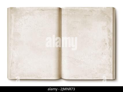 Offenes Buch isoliert auf weiss weiß Stockfoto