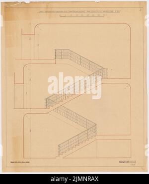 Poelzig Hans (1869-1936), Konzertsaal in Beuthen. Umbau (07.09.1927): Haupttreppenschnitt A-B 1:20. Bleistift, Buntstift auf Transparent, 78,6 x 67,6 cm (inklusive Scankanten) Poelzig Hans (1869-1936): Konzerthaus, Beuthen. Umbau Stockfoto