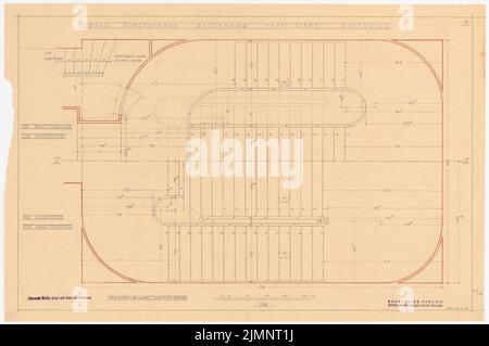 Poelzig Hans (1869-1936), Konzertsaal in Beuthen. Umbau (26. August 1927): Grundriß der Haupttreppe. Bleistift, Buntstift auf Transparent, 43,8 x 65,8 cm (inklusive Scankanten) Poelzig Hans (1869-1936): Konzerthaus, Beuthen. Umbau Stockfoto