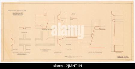 Poelzig Hans (1869-1936), Konzertsaal in Beuthen. Umbau (09/13/1927): Centralprofile Zuschauer 1: 1. Bleistift, Buntstift auf Transparent, 46 x 98,5 cm (inklusive Scankanten) Poelzig Hans (1869-1936): Konzerthaus, Beuthen. Umbau Stockfoto