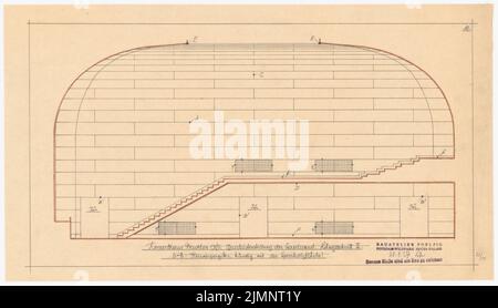 Poelzig Hans (1869-1936), Konzertsaal in Beuthen. Umbau (21. September 1927): Längsschnitt. Bleistift und Farbstift auf transparent, 32 x 55,8 cm (inklusive Scankanten) Poelzig Hans (1869-1936): Konzerthaus, Beuthen. Umbau Stockfoto