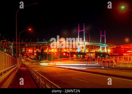 Yokohama Bay Bridge of Night View (Tsurumi-ku, Yokohama City) Stockfoto