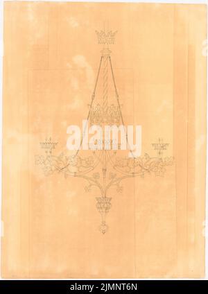 Lüdecke Carl Johann Bogislaw (1826-1894), Kronleuchter (ohne Jahr): Ansicht. Tinte, Bleistift auf Karton, 69,3 x 51,5 cm (inklusive Scankanten) Lüdecke Carl Johann Bogislaw (1826-1894): Kronleuchter Stockfoto