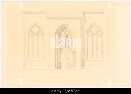 Lüdecke Carl Johann Bogislaw (1826-1894), Kirche (ohne Jahr): Oberes Portal, Maßstabsbalken. Tinte auf Karton, 31,8 x 47 cm (inklusive Scankanten) Lüdecke Carl Johann Bogislaw (1826-1894): Kirche Stockfoto