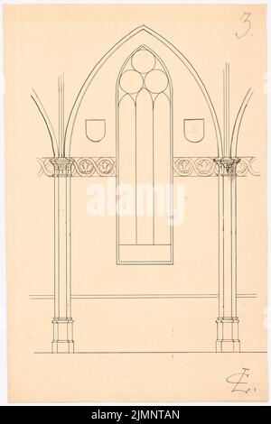 Lüdecke Carl Johann Bogislaw (1826-1894), Kirche (ohne Jahr): Oberer Pfeiler, Fenster. Tinte auf Papier, 55,2 x 36,8 cm (inklusive Scankanten) Lüdecke Carl Johann Bogislaw (1826-1894): Kirche Stockfoto