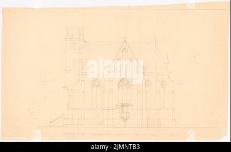 Lüdecke Carl Johann Bogislaw (1826-1894), Kirche (ohne Jahr): Obere Südseite, Massstab. Bleistift auf Papier, 39,4 x 64 cm (inklusive Scankanten) Lüdecke Carl Johann Bogislaw (1826-1894): Kirche Stockfoto