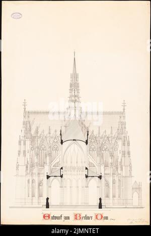 Cremer Robert (1826-1882), Berliner Dom (1868): Mit Blick durch das Kirchenschiff geschnitten. Tinte auf Karton, 94,7 x 63,6 cm (inklusive Scankanten) Cremer Robert (1826-1882): Berliner Dom Stockfoto