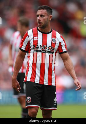 Sheffield, England, 6.. August 2022. George Baldock von Sheffield Utd während des Sky Bet Championship-Spiels in der Bramall Lane, Sheffield. Bildnachweis sollte lauten: Simon Bellis / Sportimage Stockfoto