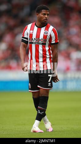 Sheffield, England, 6.. August 2022. Rhian Brewster von Sheffield Utd beim Sky Bet Championship-Spiel in der Bramall Lane, Sheffield. Bildnachweis sollte lauten: Simon Bellis / Sportimage Stockfoto