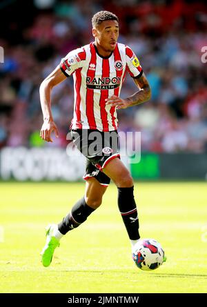 Sheffield, England, 6.. August 2022. Daniel Jebbison von Sheffield Utd beim Sky Bet Championship-Spiel in der Bramall Lane, Sheffield. Bildnachweis sollte lauten: Simon Bellis / Sportimage Stockfoto