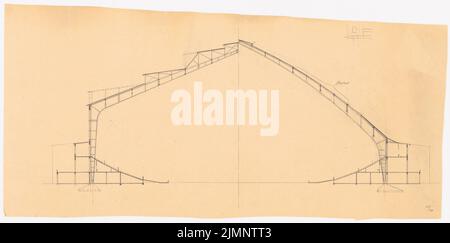 Poelzig Hans (1869-1936), Sporthalle, Berlin (1926-1927): Cut. Bleistift auf Transparent, 40,7 x 82,2 cm (inklusive Scan-Kanten) Poelzig Hans (1869-1936): Sporthalle, Berlin Stockfoto